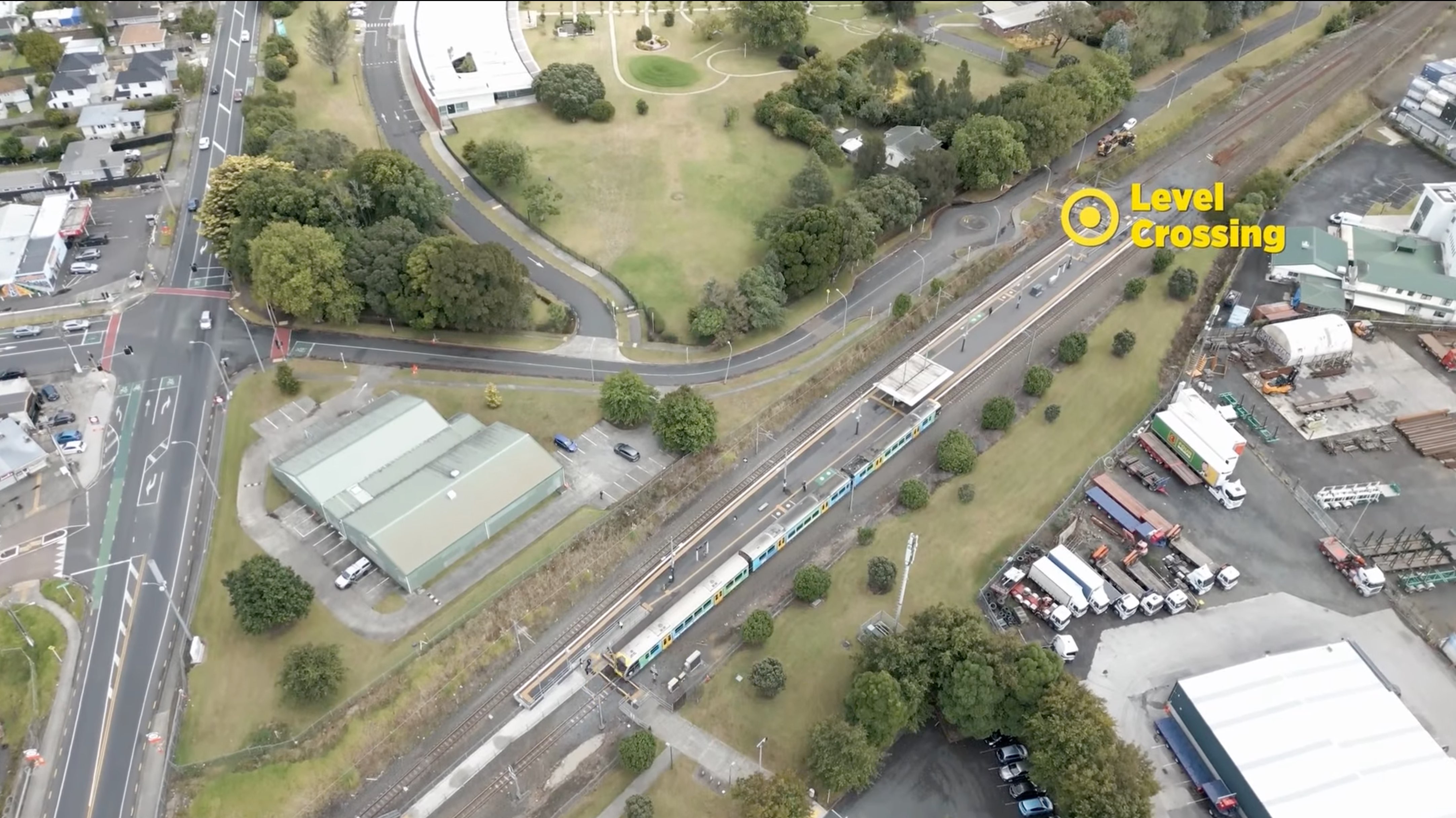 Homai train station aerial view