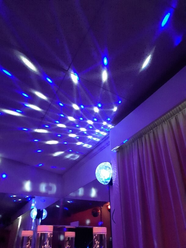 Mirror ball and lights in sensory room